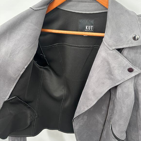 KUT FROM THE KLOTH Haddie Faux Suede Moto Jacket in Gray // S - Picture 10 of 15